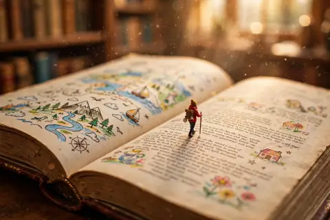 Tiny Person on a Book Page