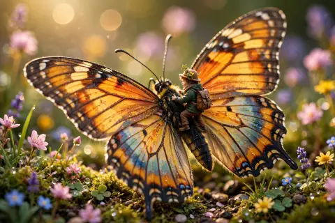 Tiny Person with Giant Butterfly