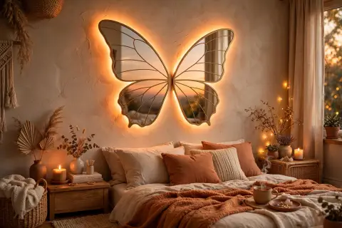 Butterfly Wing LED Mirror