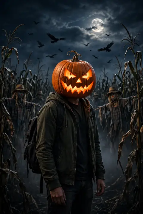 Pumpkin Head Scary Night