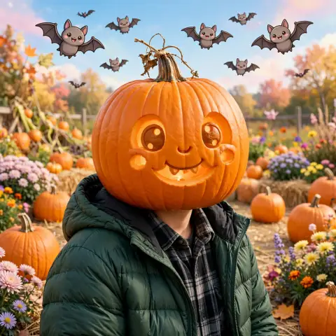 Pumpkin Head Cute Kawaii