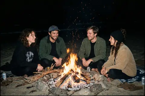 Retro Flash Beach Bonfire