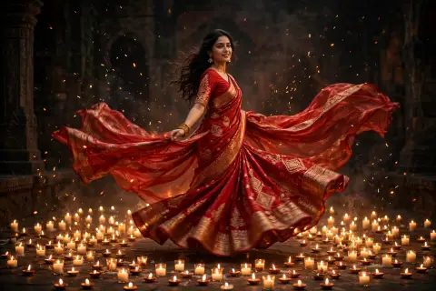 AI Video Candlelight Saree Twirl