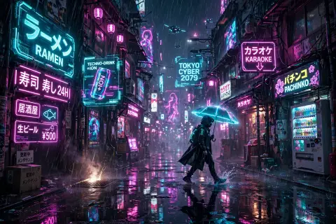AI Video Neon Tokyo Rain