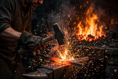 AI Video Blacksmith Forge Sparks