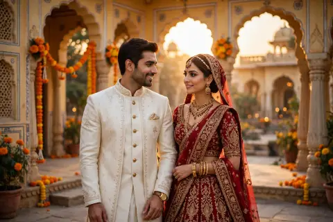 Prewedding Shoot Sherwani Lehenga