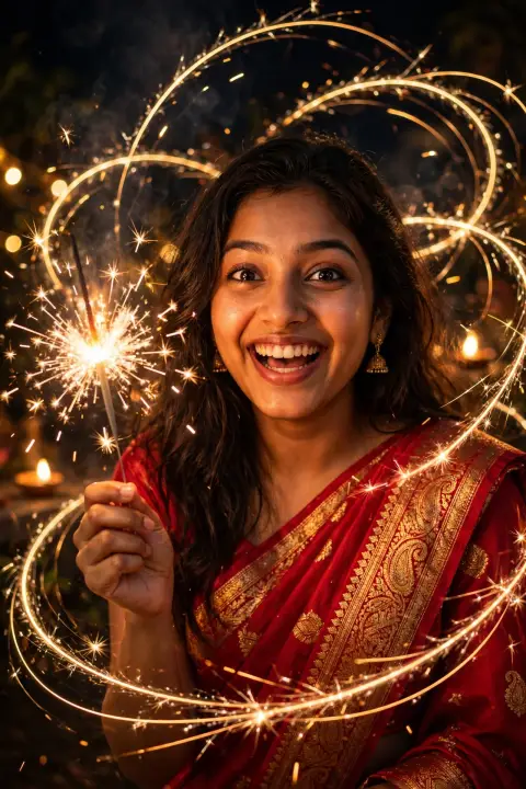 Red Saree Sparkler Night