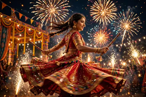 Garba With Fireworks