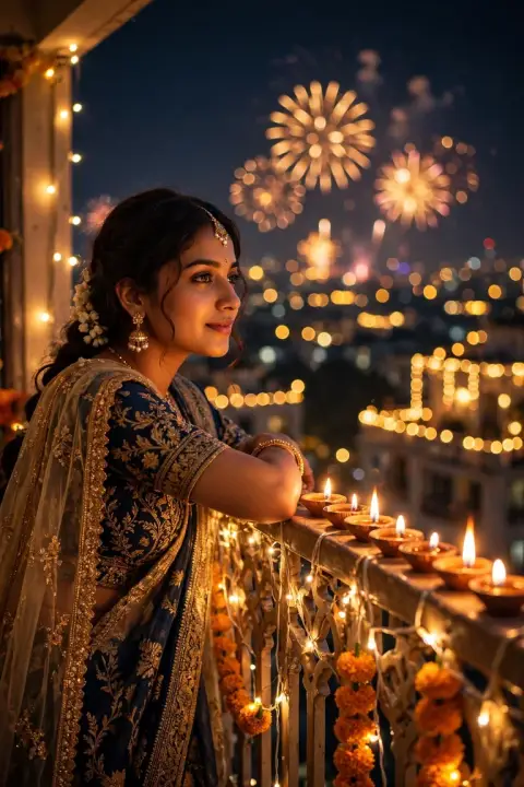 Diwali Balcony Lights Bokeh