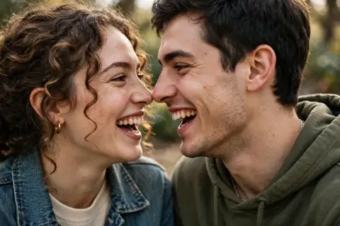 Love Couple Nose to Nose Laughing