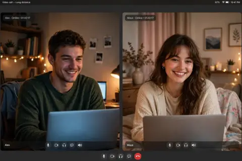 Long Distance Couple Video Call