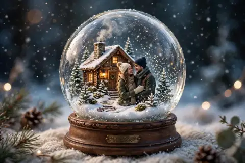 Nano Banana Couple Snow Globe