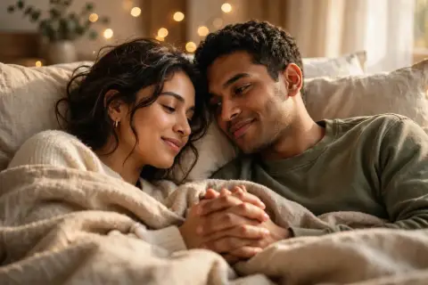 Couple Hands Under Blanket