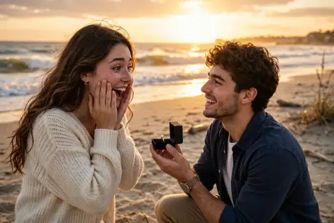 Yes Yesss Beach Proposal Couple