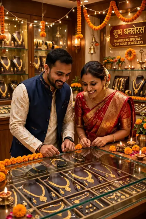 Dhanteras Gold Shopping Couple