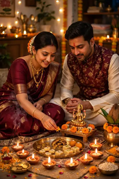 Dhanteras Lakshmi Puja Couple