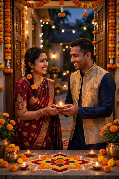 Dhanteras First Diya Couple