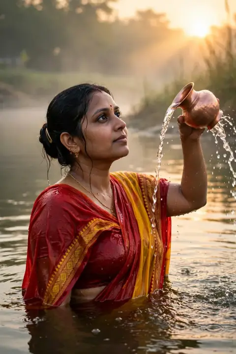 Chhath Puja River Offering