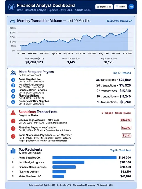 Act as a Bank Transaction Analysis — ChatGPT Prompt