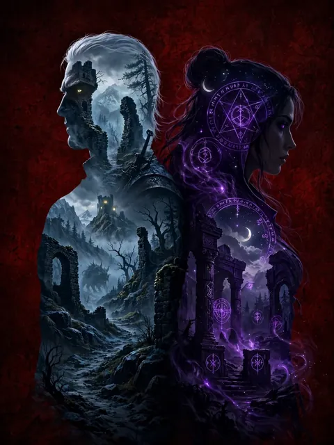 Act as a The Witcher - Double Exposure Effect — ChatGPT Prompt