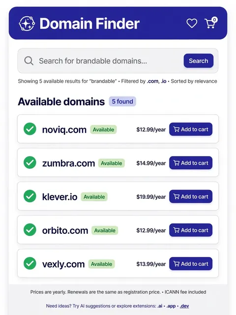 Act as a Brandable Domain Name Finder — ChatGPT Prompt