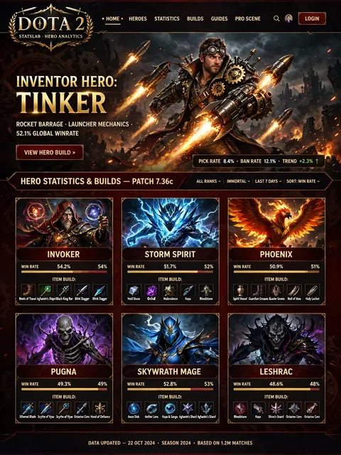 Dota 2 Hero Stats and Builds Website Design — ChatGPT Prompt