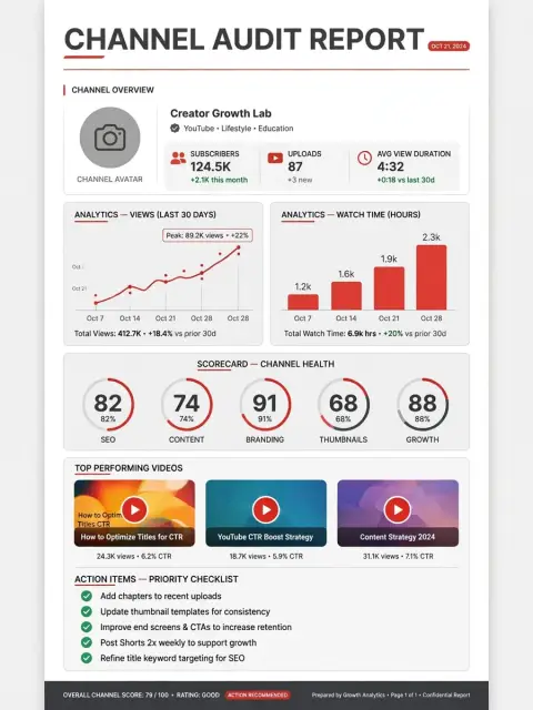 Act as a YouTube Channel Audit Expert — ChatGPT Prompt