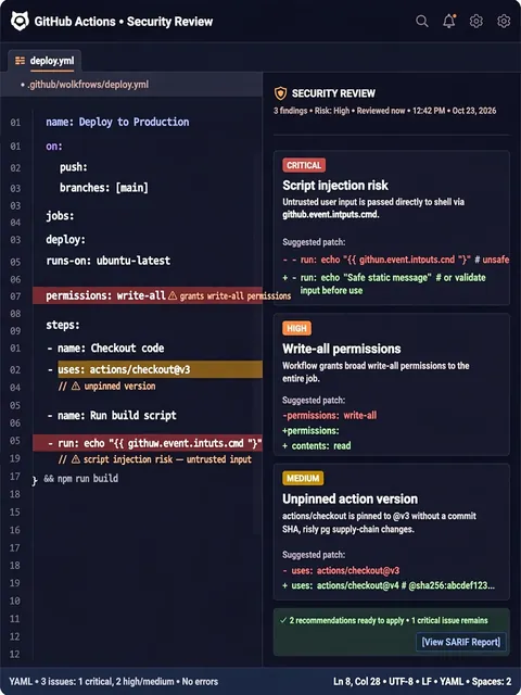 Act as a GitHub Actions Workflow Security Reviewer — ChatGPT Prompt