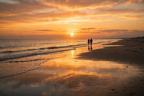 Beach Sunset Silhouette Walk