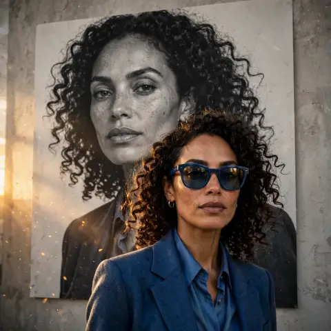 Blue Two-Shades Dual Portrait - Woman