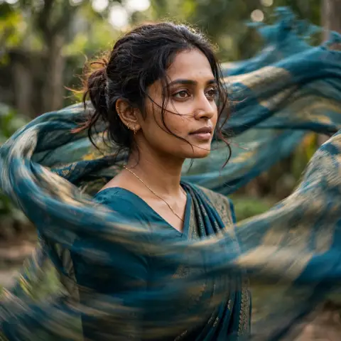 Blurry Saree Motion Portrait