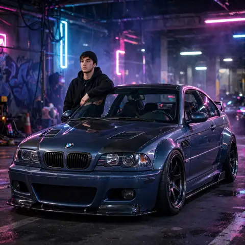 BMW E46 Street Racing Portrait Prompt