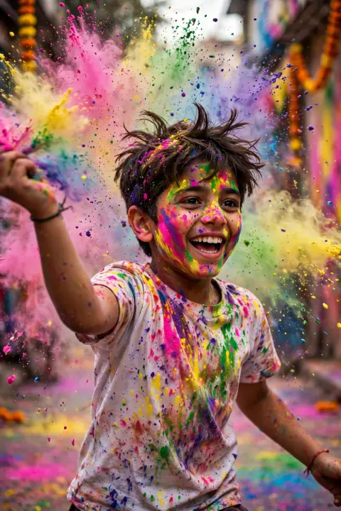 Boy Holi Colors