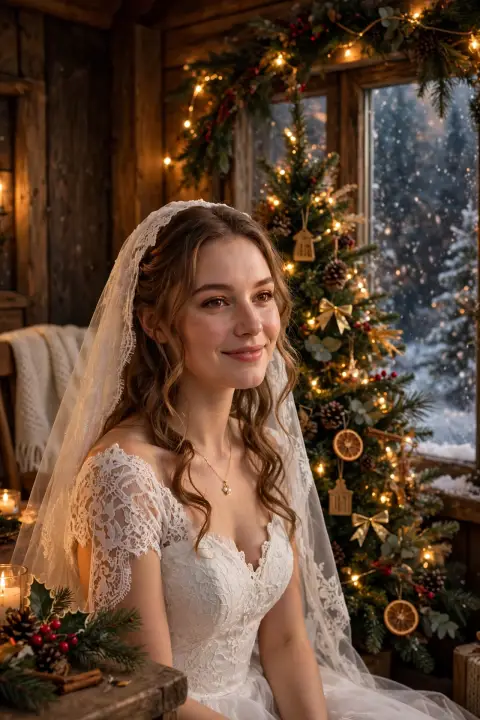 Bride Christmas Portrait