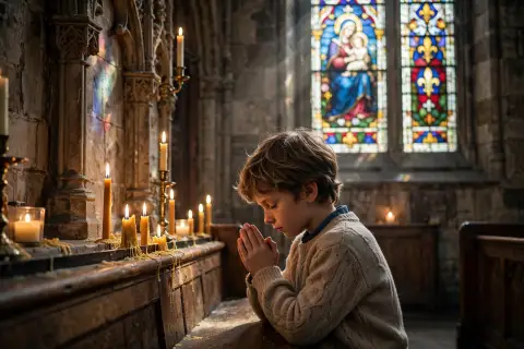 Child Praying at Church