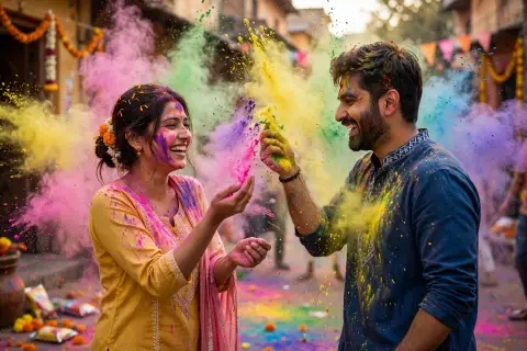 Couple Holi Colors