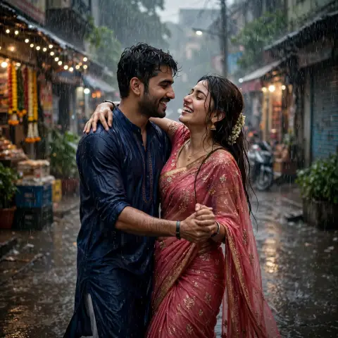 Couple Monsoon Love