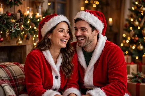 Couple Santa Style