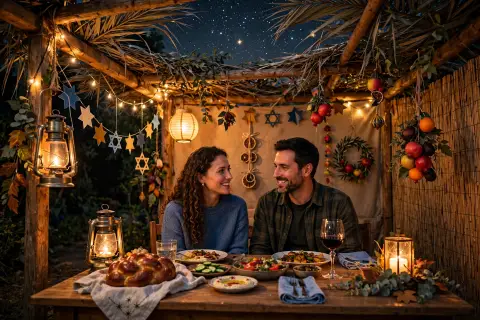 Couple Sukkot Booth