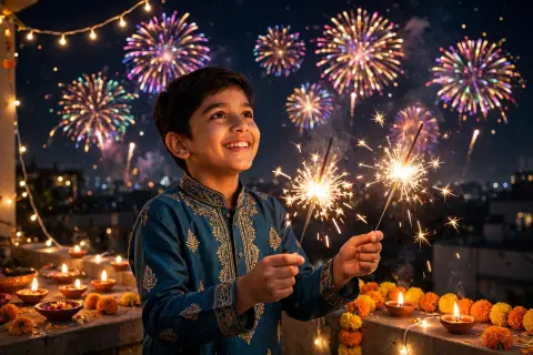 Diwali Fireworks Boy