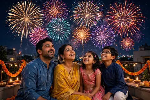 Diwali Fireworks Family