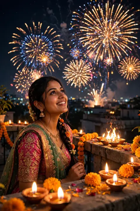 Diwali Fireworks Woman