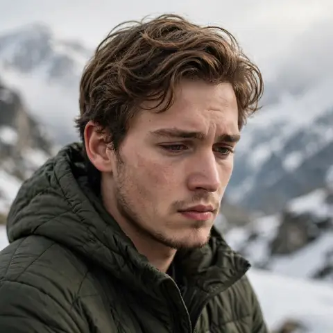 Emotional Photo with a Snowy Mountain