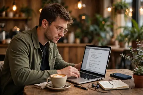 Entrepreneur Coffee Shop Work