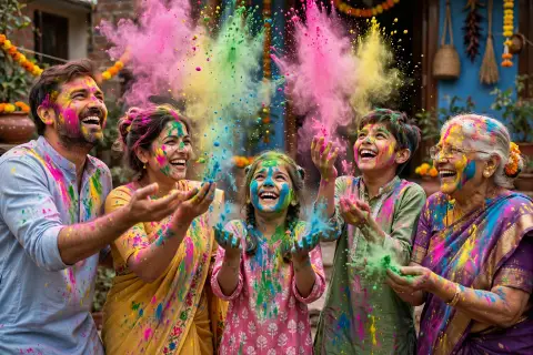 Family Holi Colors