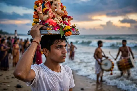 Ganpati Visarjan Beach Portrait