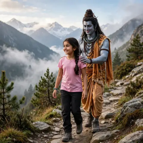 Girl Walking with Lord Mahadev