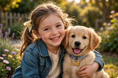 Girl with Pet