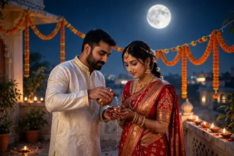 Karwa Chauth Couple Moon