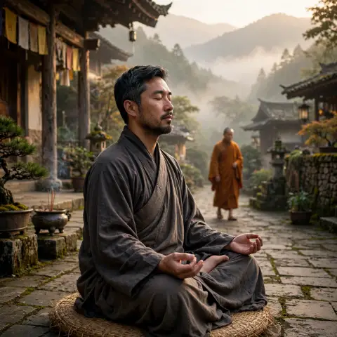Man Meditating Monk